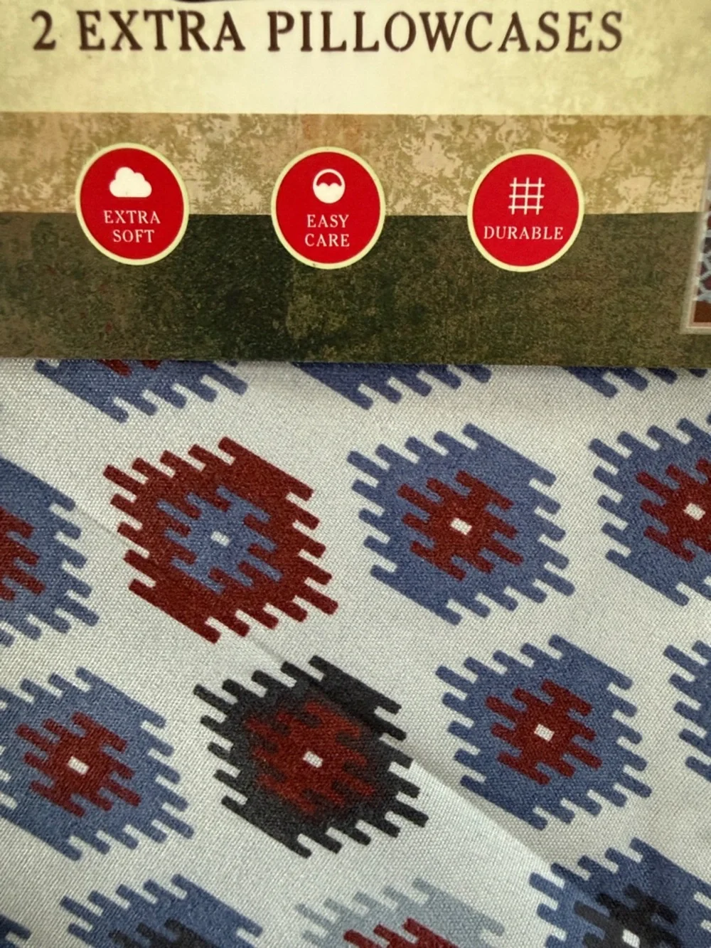 Mossy Oak Blue and Brown Geometric King Size New pillowcases 2pc